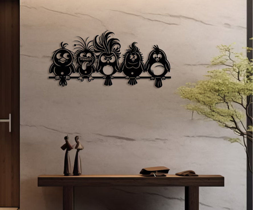 Funny Cartoon Birds Wall Art
