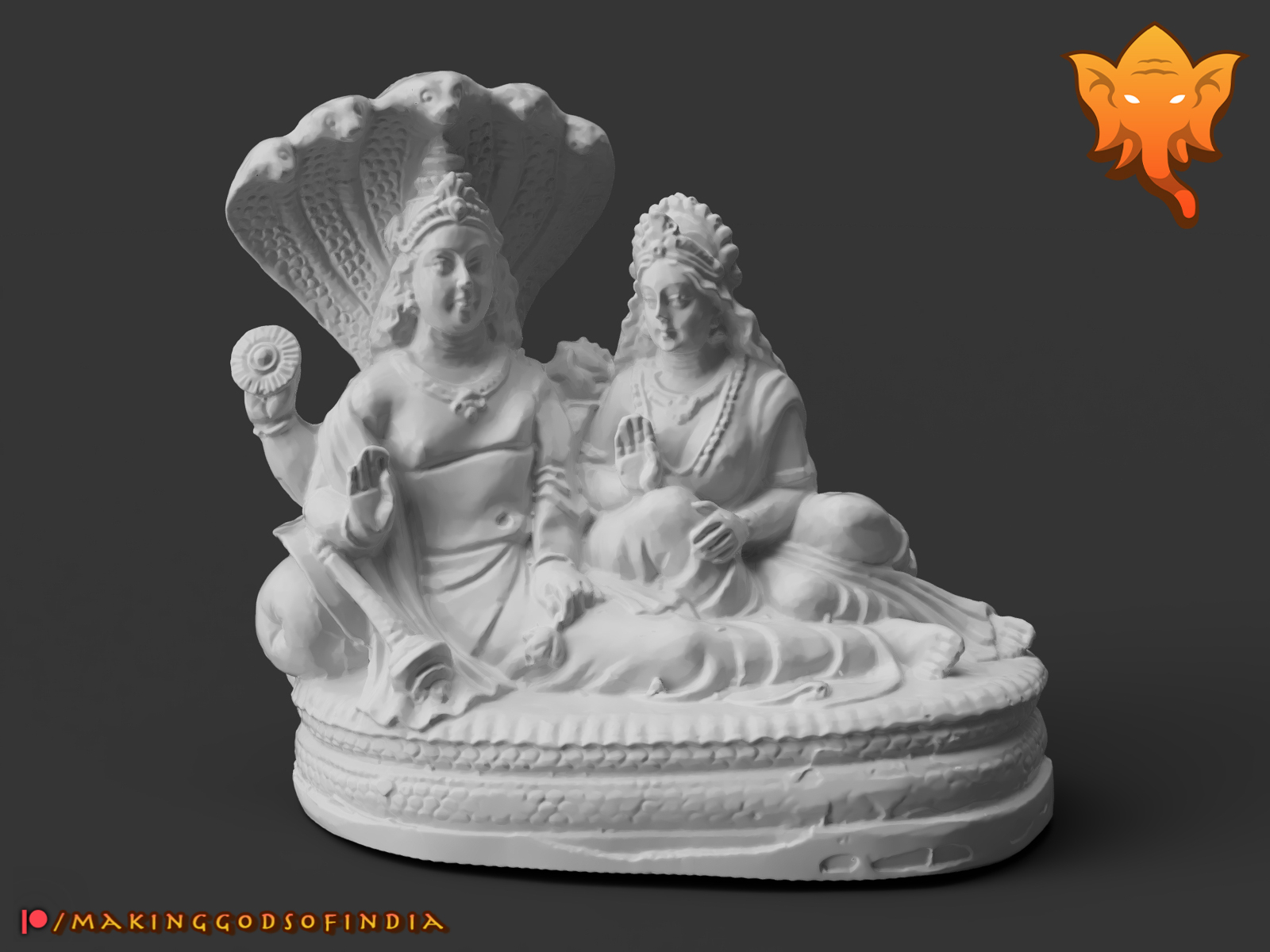 Vishnu & Lakshmi resting on the Divine Snake Sesha