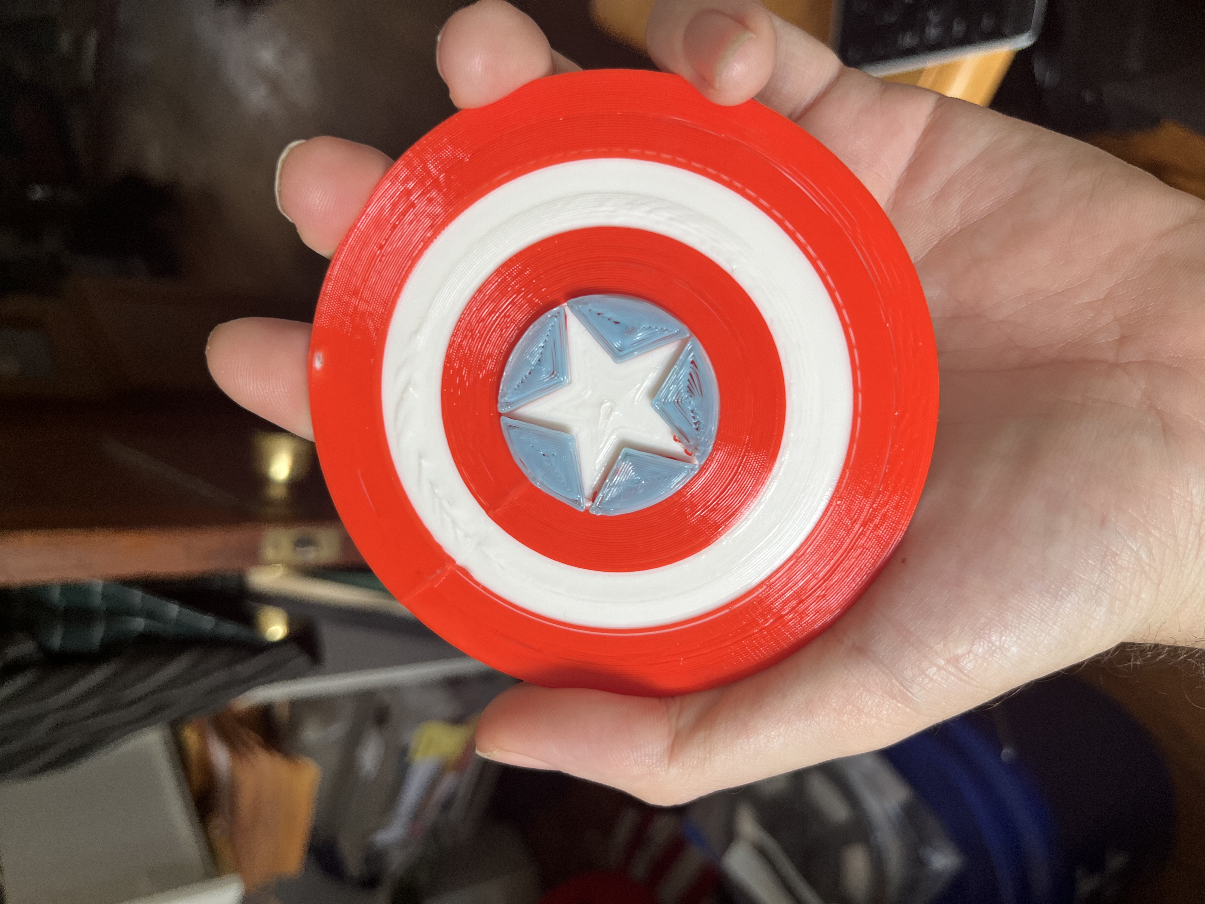 Captain America Coaster Remix for single-extruder printers