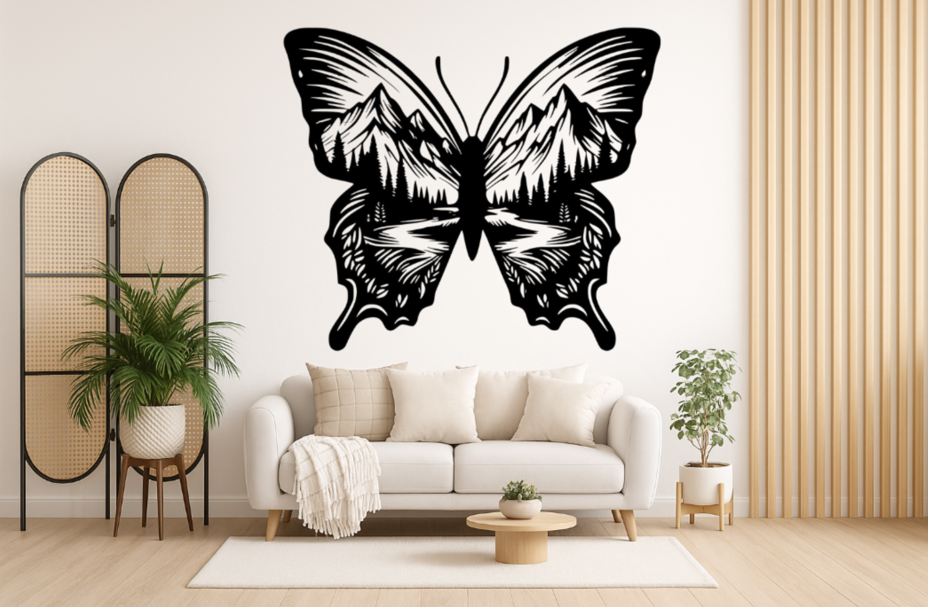 WallArt Butterfly Mountains Landscape
