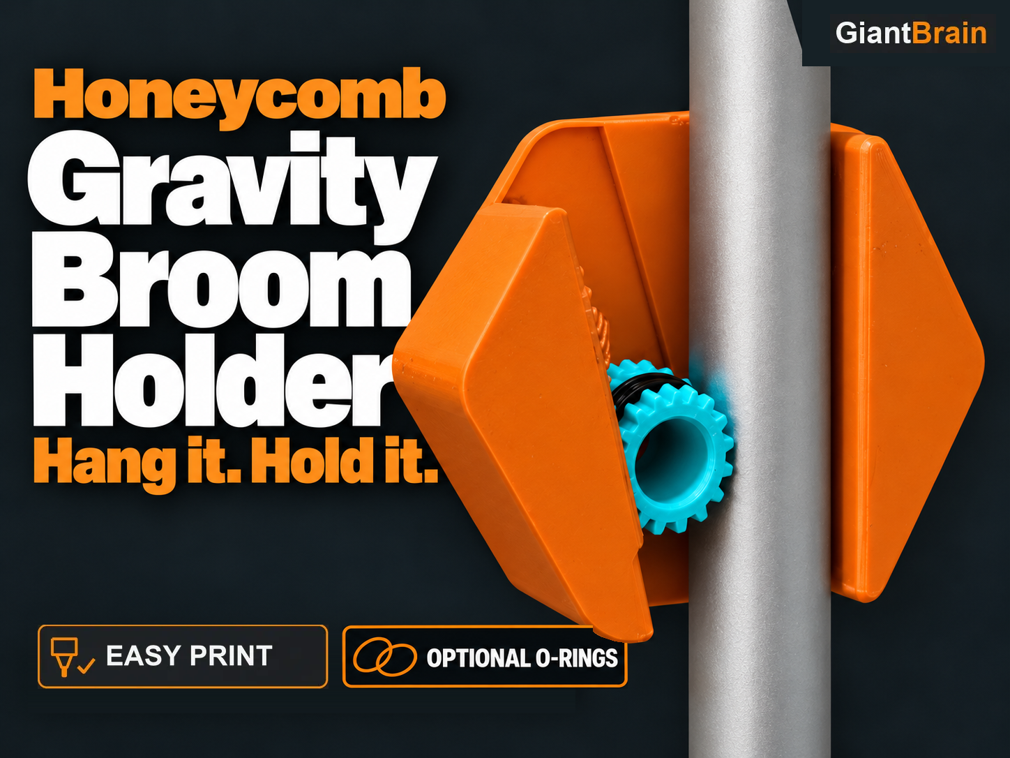 Honeycomb Gravity Broom Holder