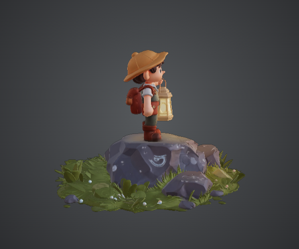 Cute Young Explorer with Lantern – Adventure Boy Figurine — miniatura 2
