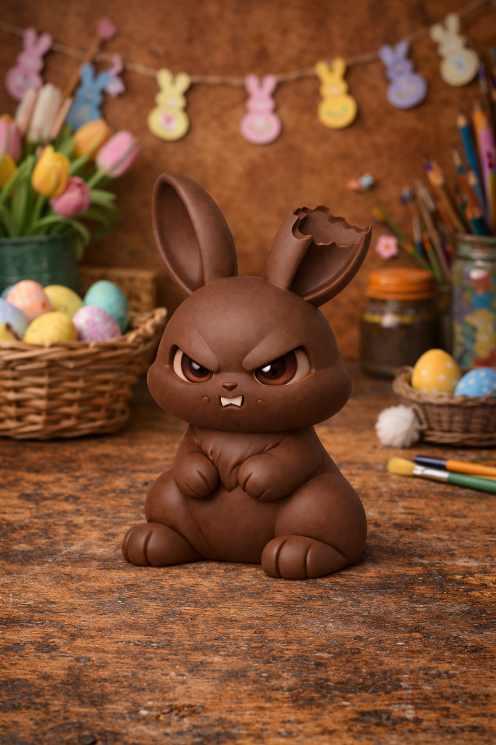 Angry Chocolate Bunny – Cute Evil Easter Figurine