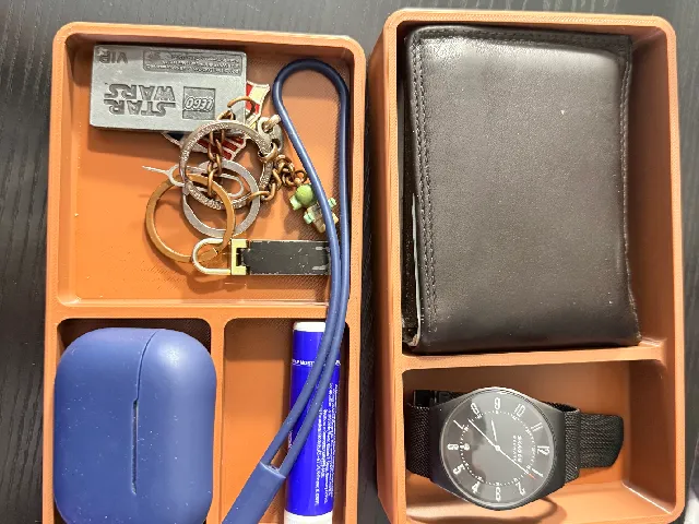 Wallet and Watch Bin with Removable Top Tray