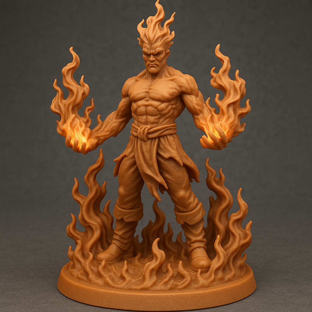 Flame Warrior – Embers of Wrath | 32mm & 75mm Fantasy Miniature | FDM & Resin
