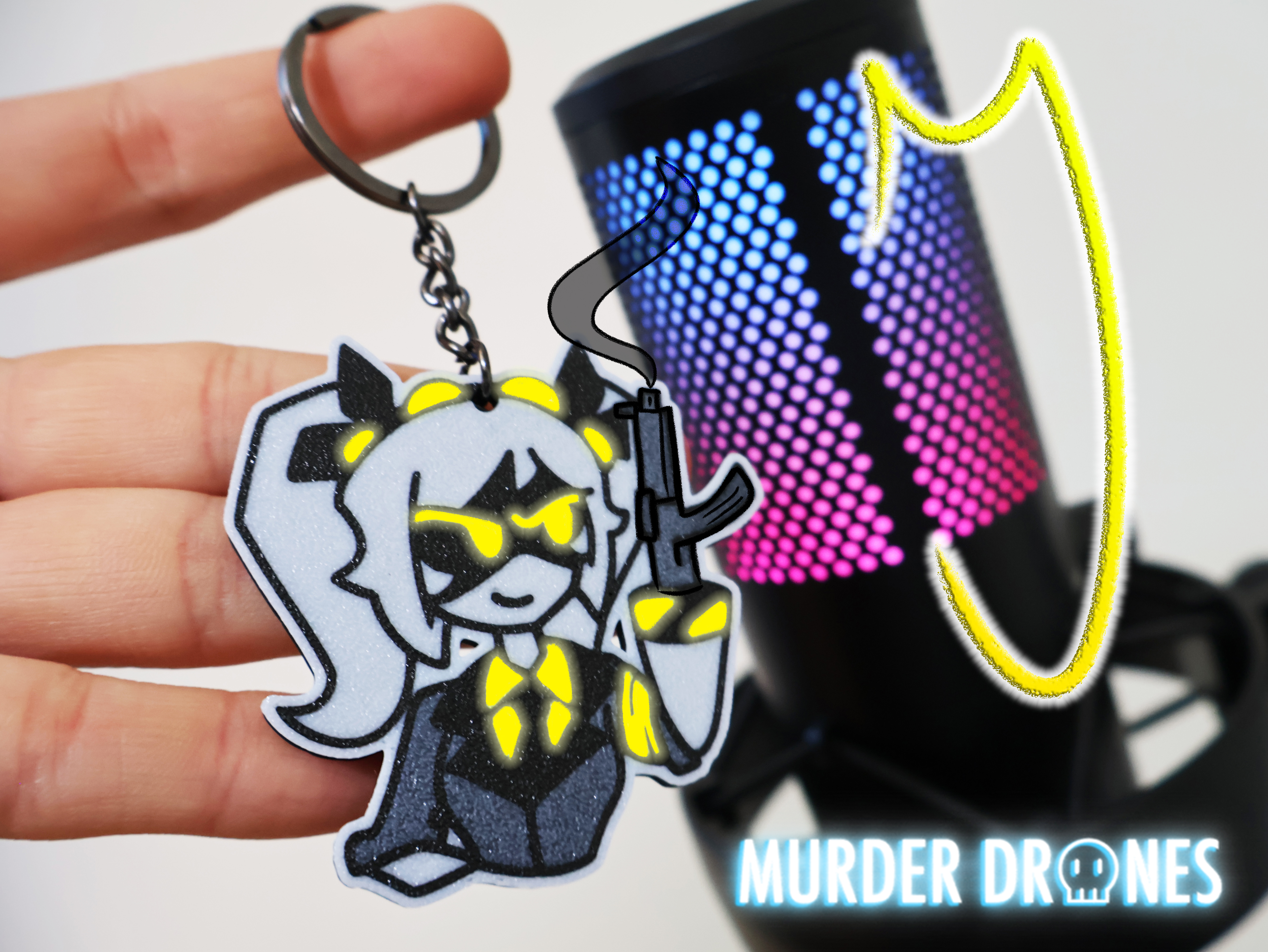 J Keychain Murder Drones Glitch pin