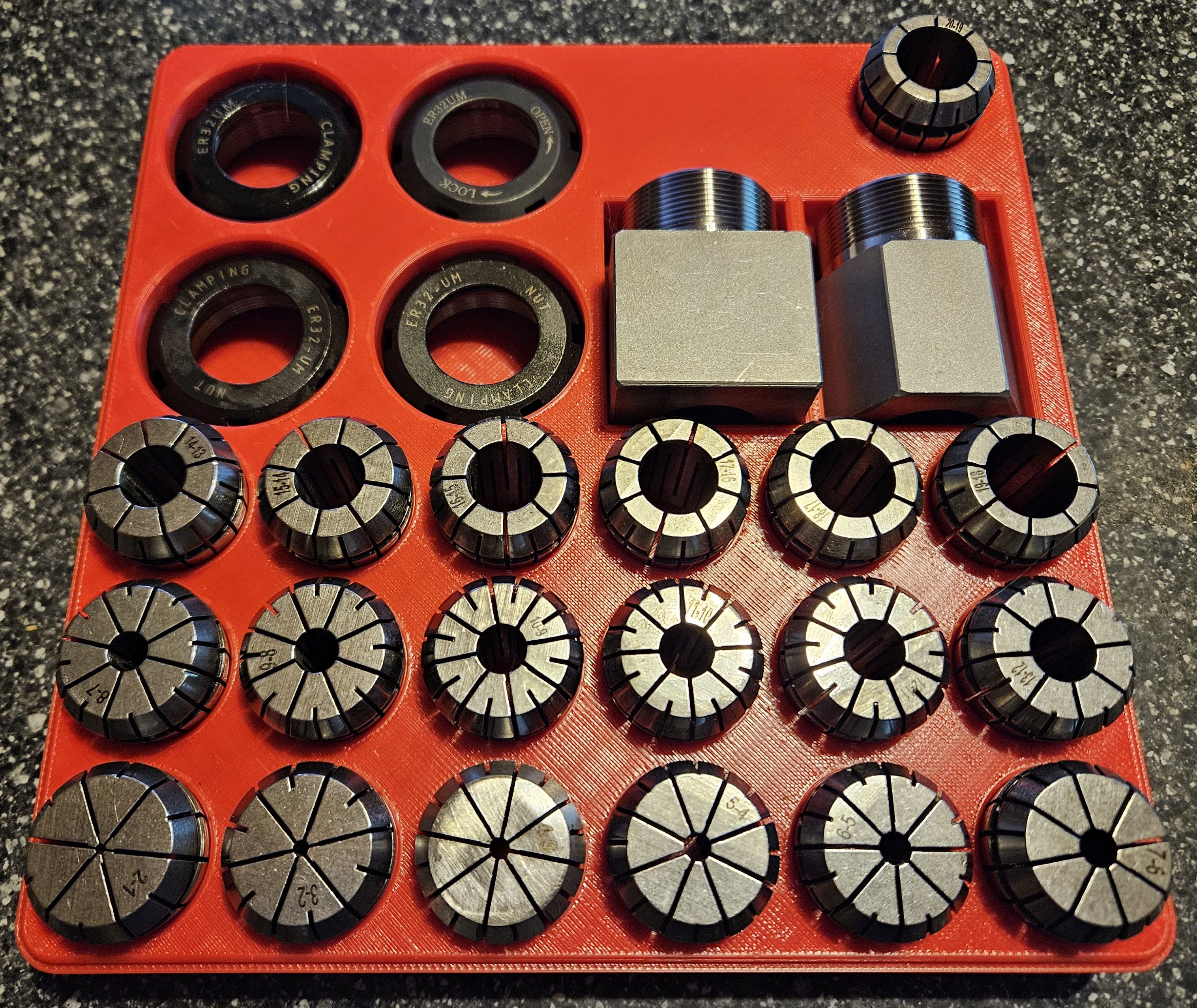 Collet racks for inch and metric ER32 collets and Chucks