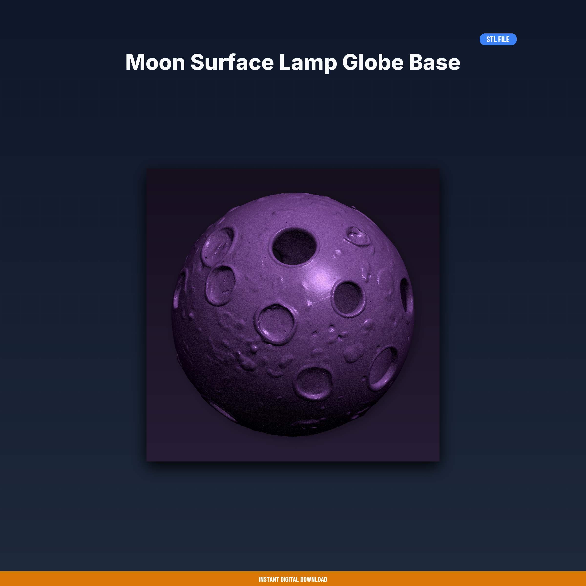Moon Surface Lamp Globe Base - 3D Printable STL File