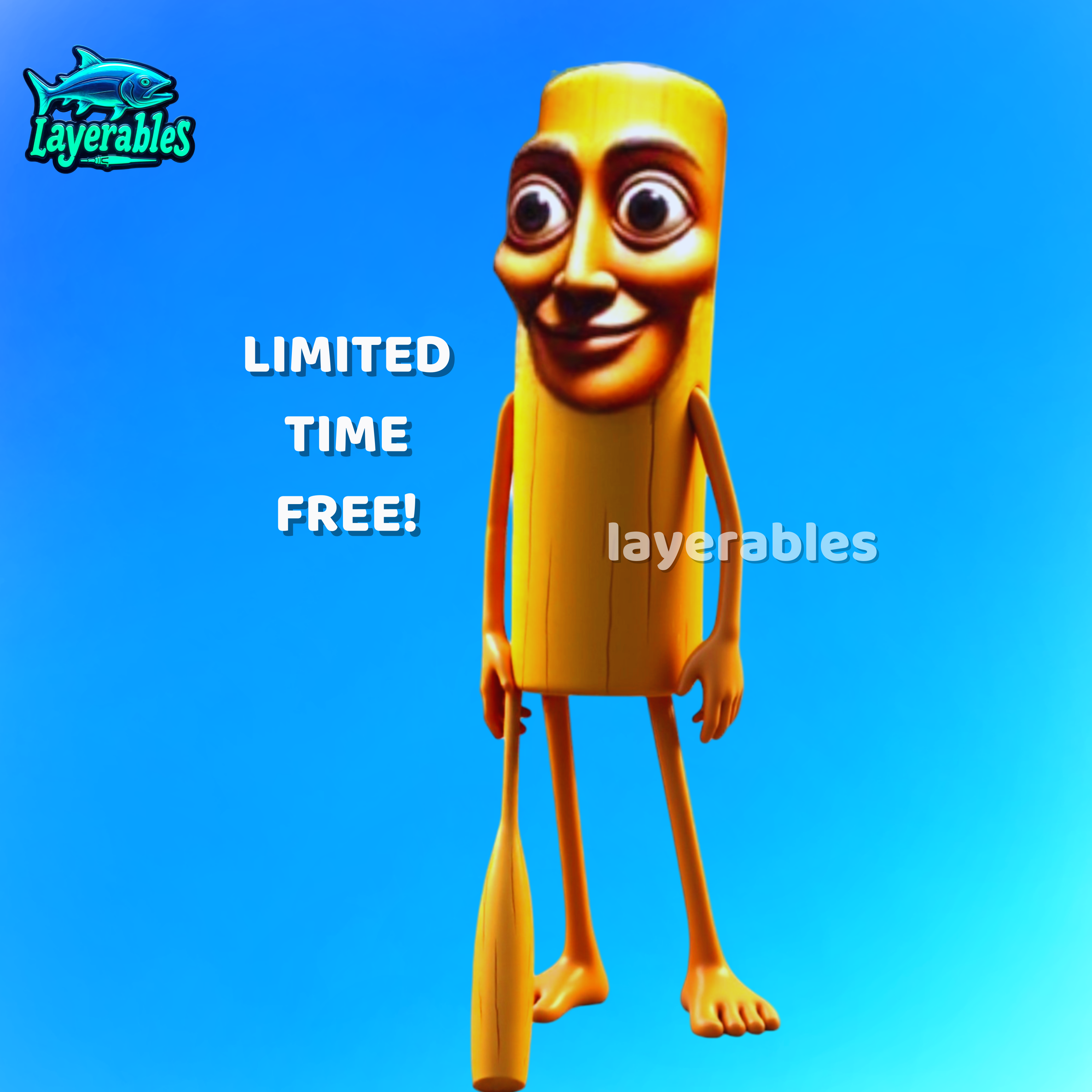 Tung Tung Sahur 3D Meme Figure STL – Brainrot Viral TikTok Suhoor Model, Funny AI Horror Print