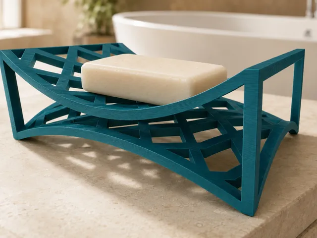 Woven Arc Soap Dish — Sculptural Self-Draining Lattice