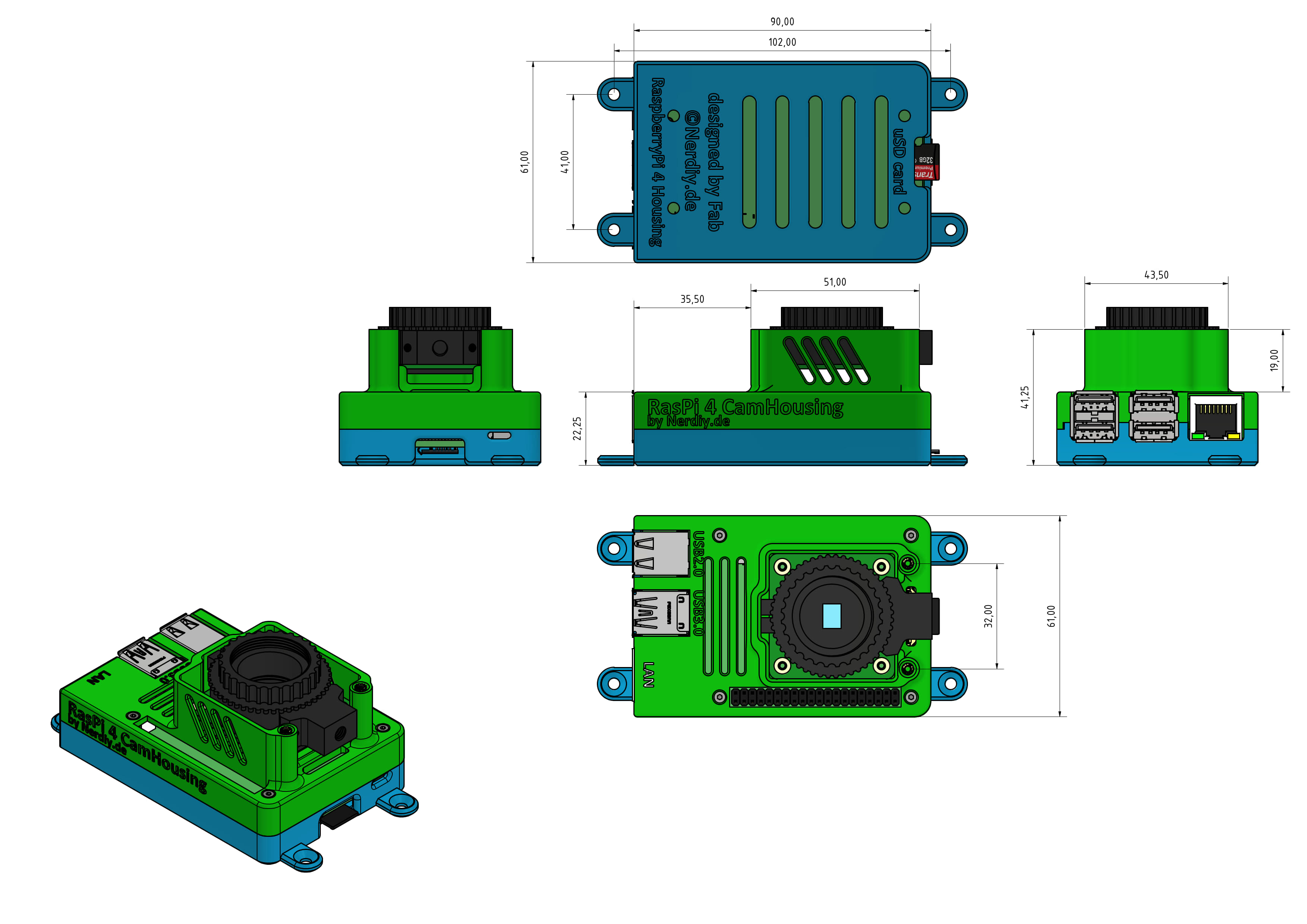 Raspberry Pi4 & Angled mount for Raspberry Pi GS or HD camera — miniatura 9