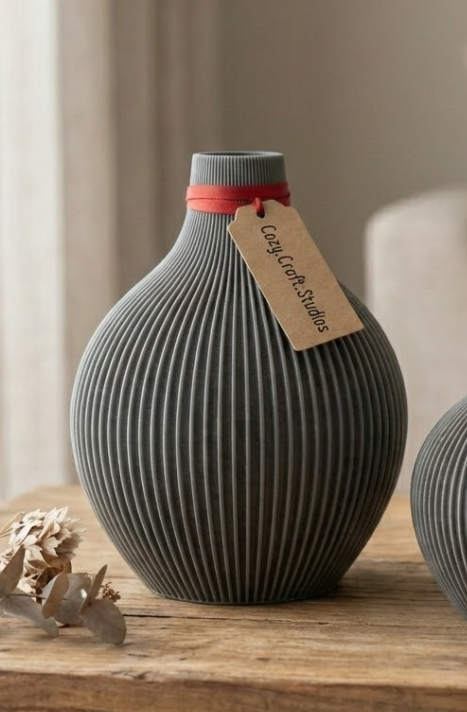 Miniatura 4 do modelo 3D Ribbed Zen Vase - Minimalist Japandi Decor