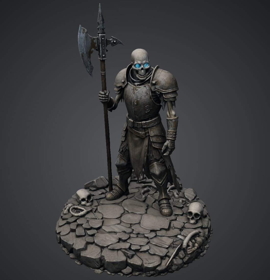 Vhorlath Realms – Undead – Gravehalberd Skeleton Vanguard (Dark Fantasy 3D Printable Miniature STL)