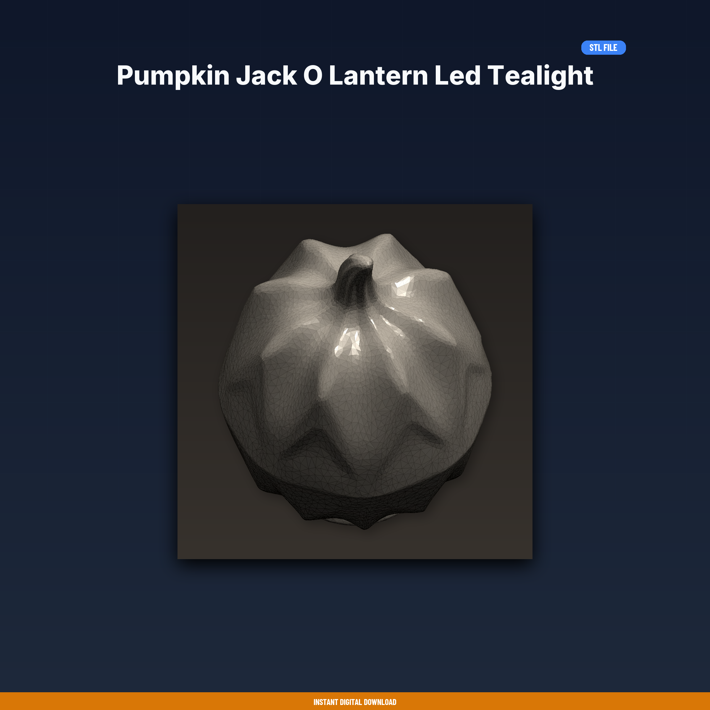 Pumpkin Jack O Lantern Led Tealight Cover, Carved Face, Halloween - 3D Printable STL File