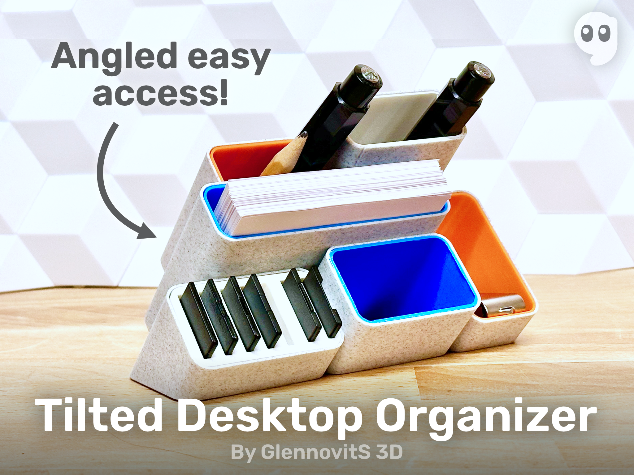 Tilted Desktop Organizer (minimal, modern and colorful storage)
