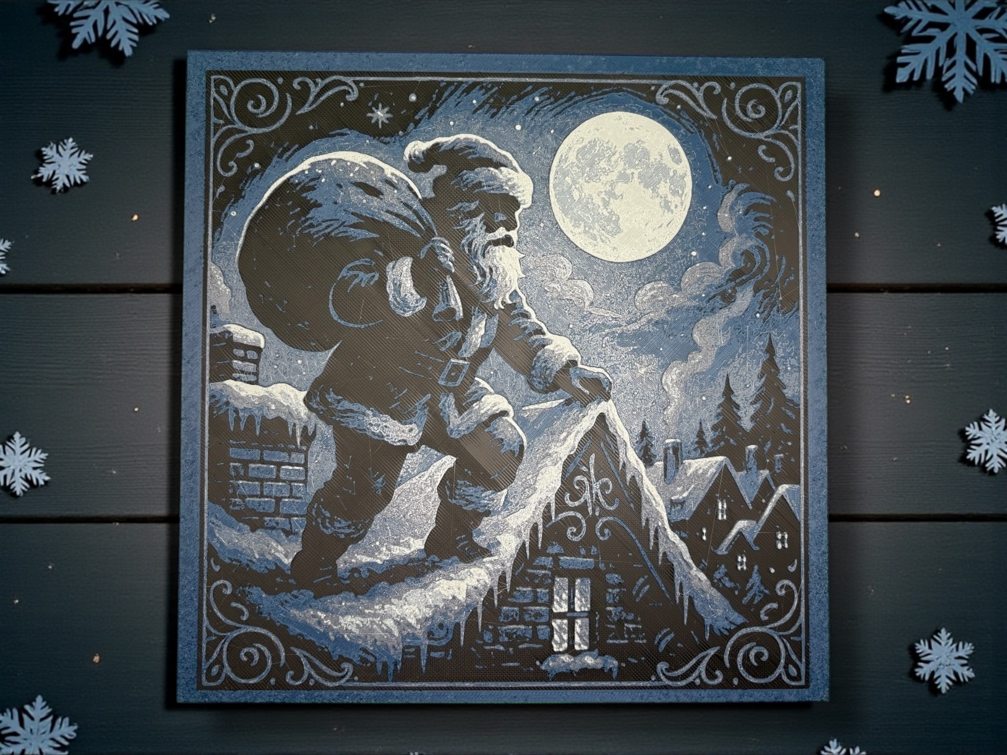 Moonlit Rooftop Delivery – Santa’s Silent Step