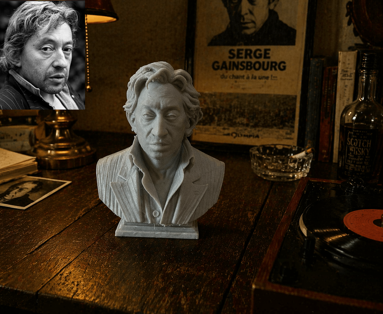 Serge Gainsbourg (Lucien Ginsburg) – Buste 3D model by Julien Mairy