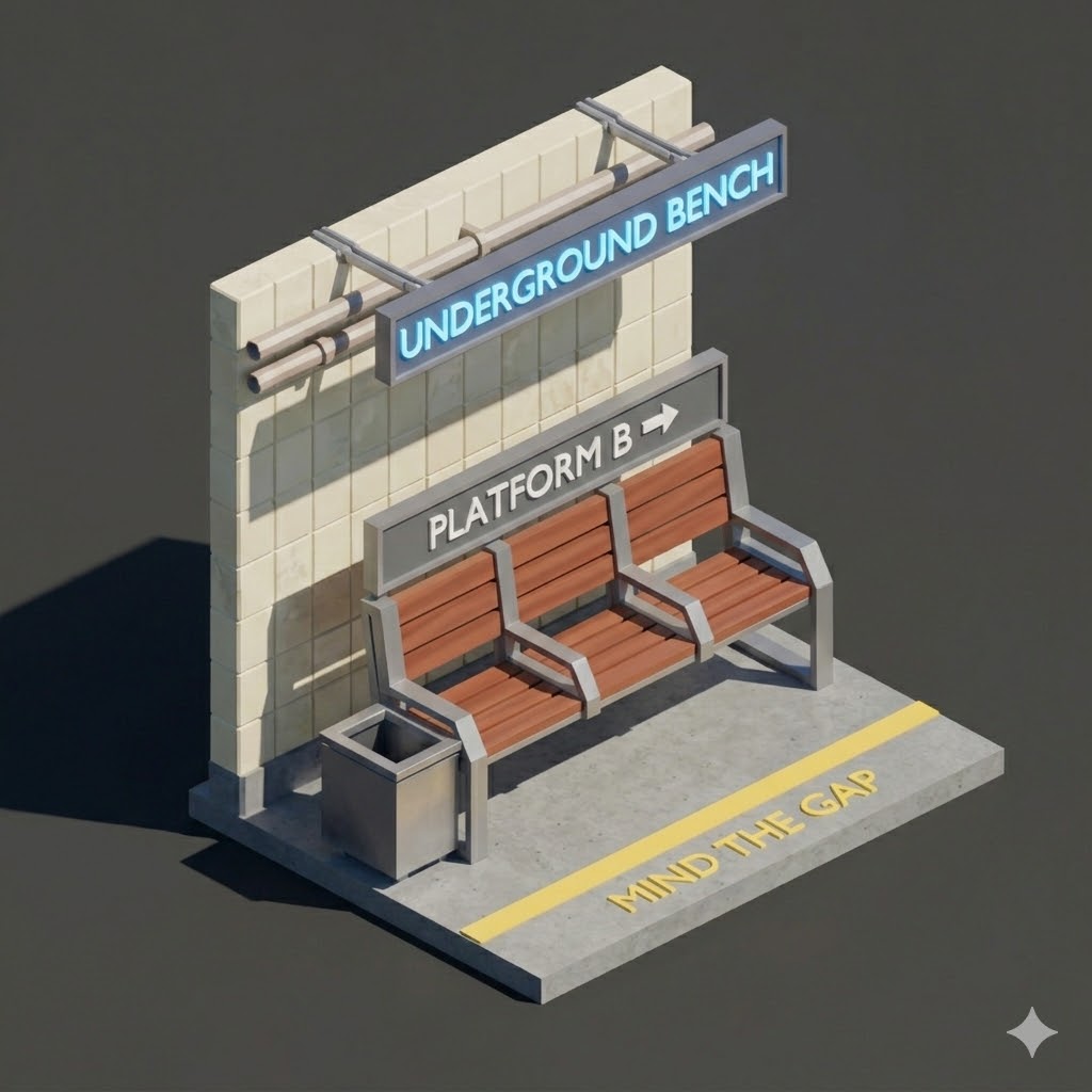 Low Poly Underground Platform Bench