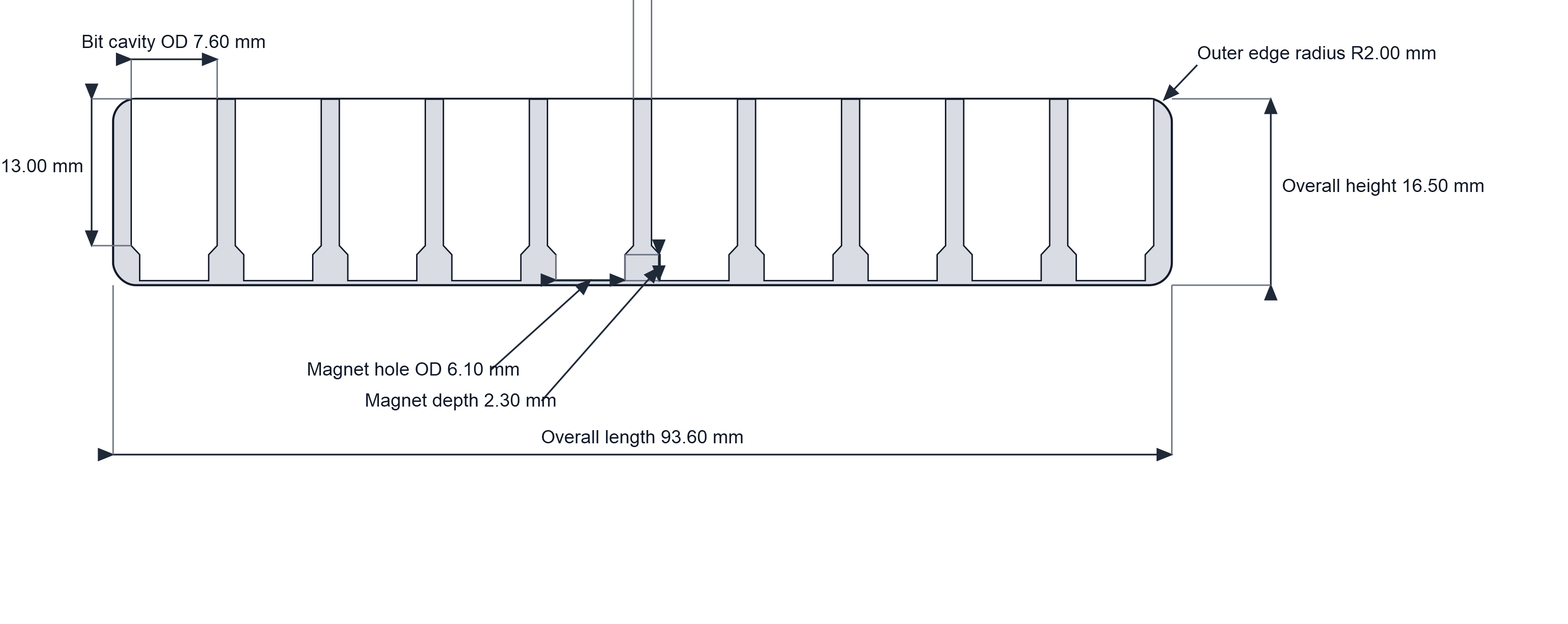 Miniatura 2 do modelo 3D Magnetic Bit Holder Parametric Python Script(build123d)