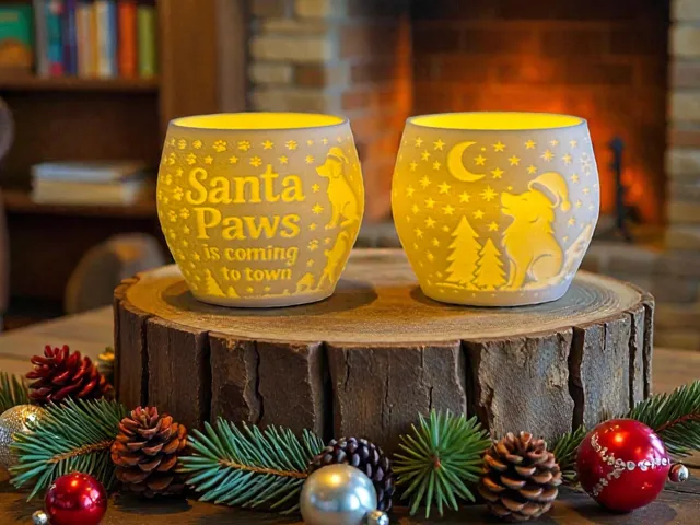 Christmas Litophane Tealight Lamp Santa Inverted