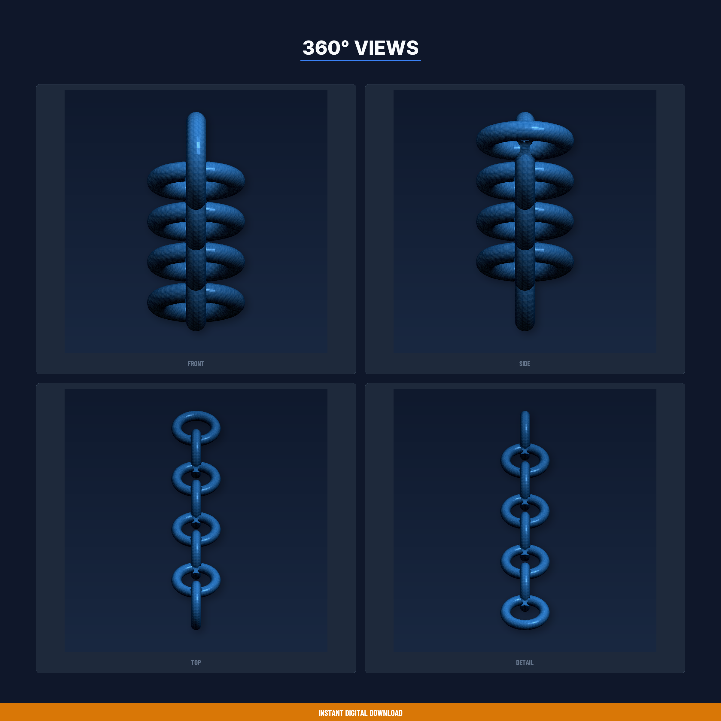 Chain Link Fidget, Print in Place, Interlocking Rings, Desk Fidget Toy - 3D Printable STL File — thumbnail 3
