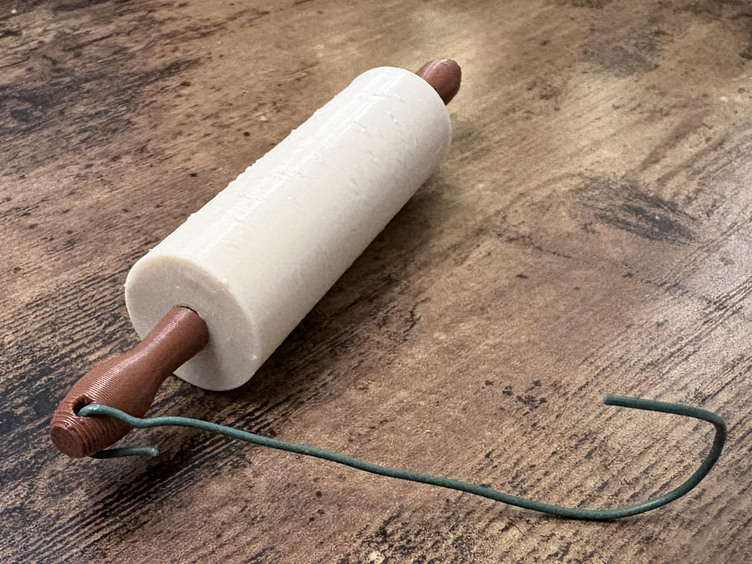 Miniature Rolling Pin Ornament (fun fidget or cat toy) - Smooth Spinning - 90mins