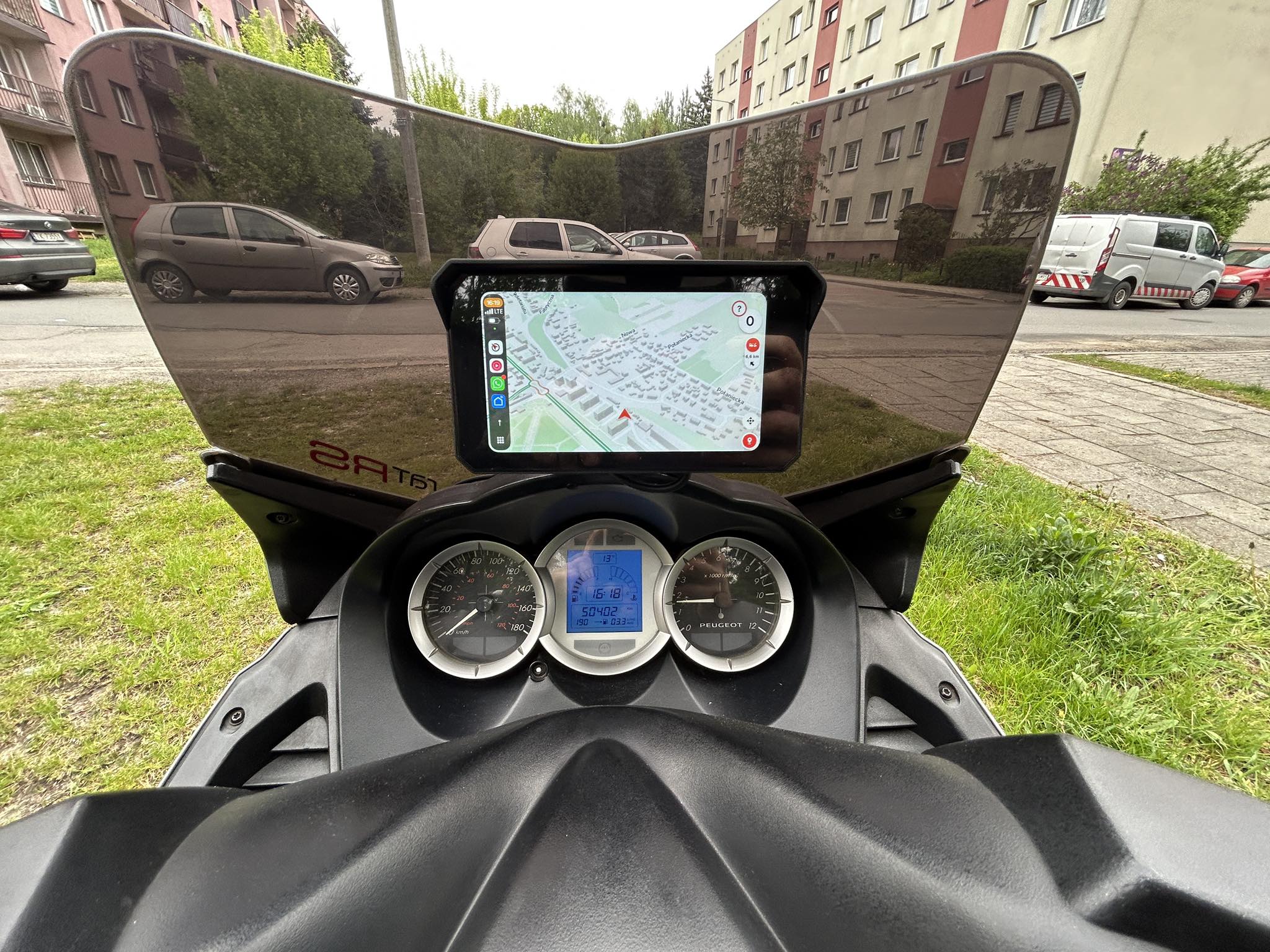 GPS holder glued with two-component glue, motorycycle android auto