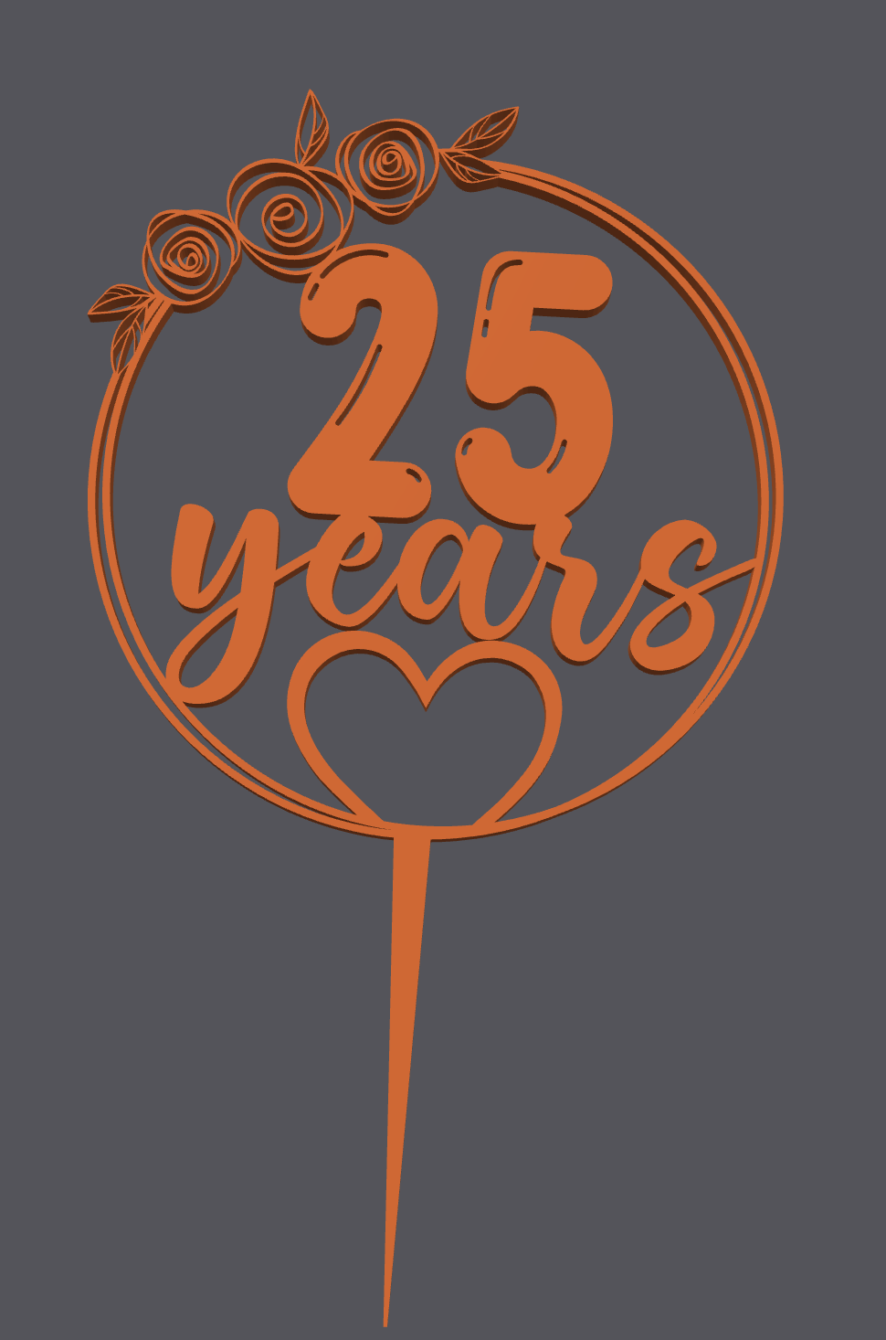 Topper para pastel – Corazón con 25 años | Cake Topper – Heart with 25 Years | 3D Print