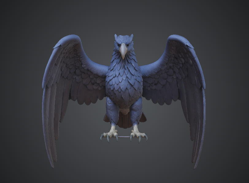 Winged Raven Guardian 3D Printable Model – Spread Wings Gothic Bird Statue