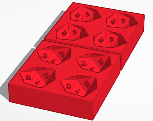 D20 ice mold double sided for full D20