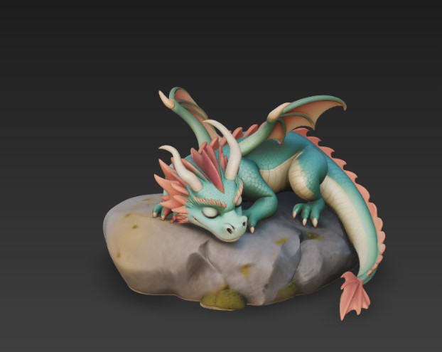dragon sleeping on a rock