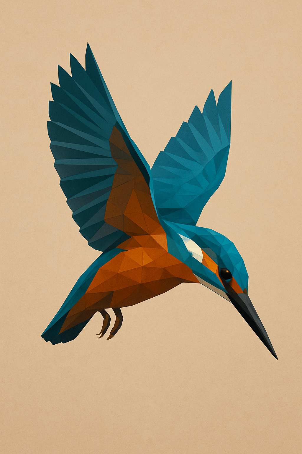 Low poly kingfisher diving