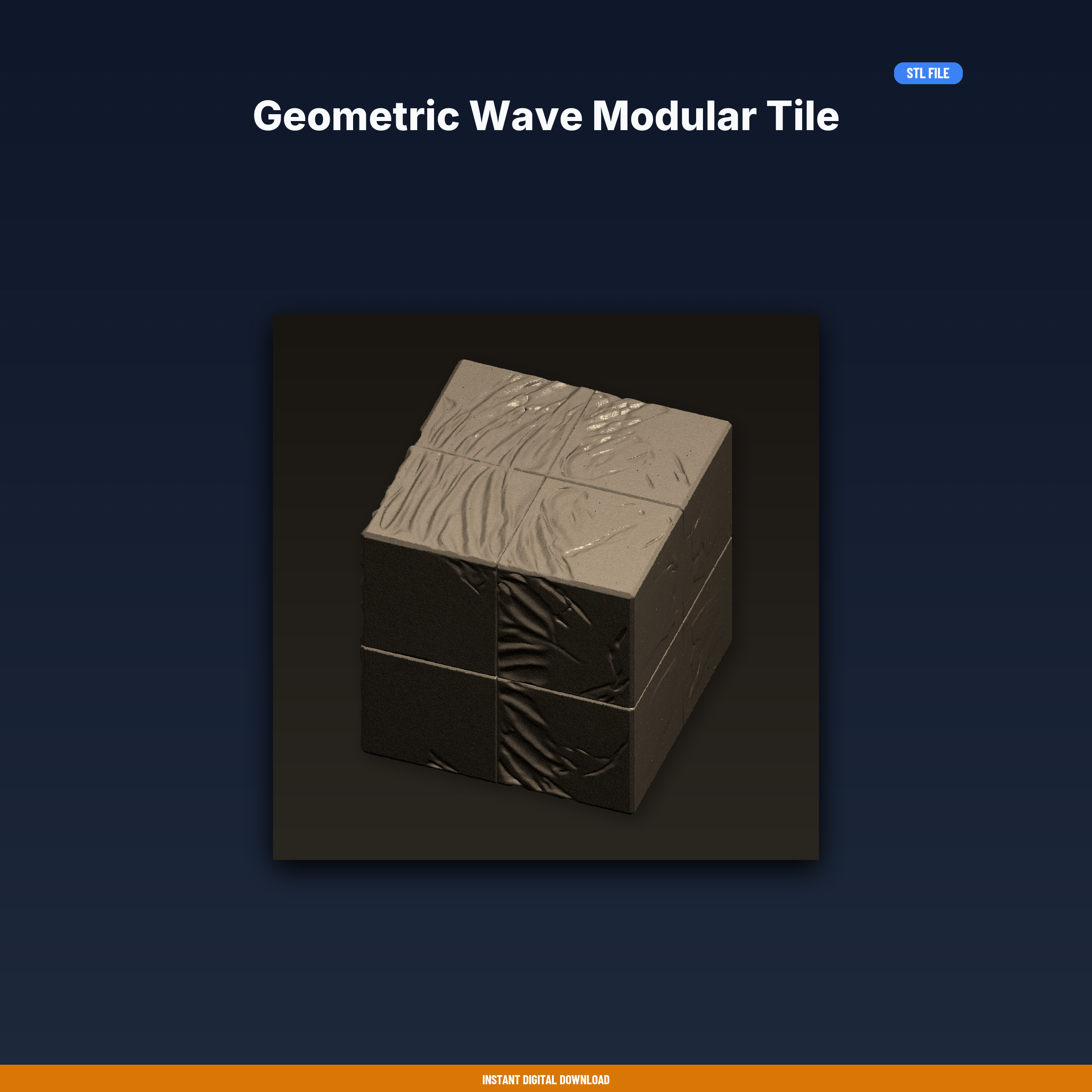 Geometric Wave Modular Tile - 3D Printable STL File