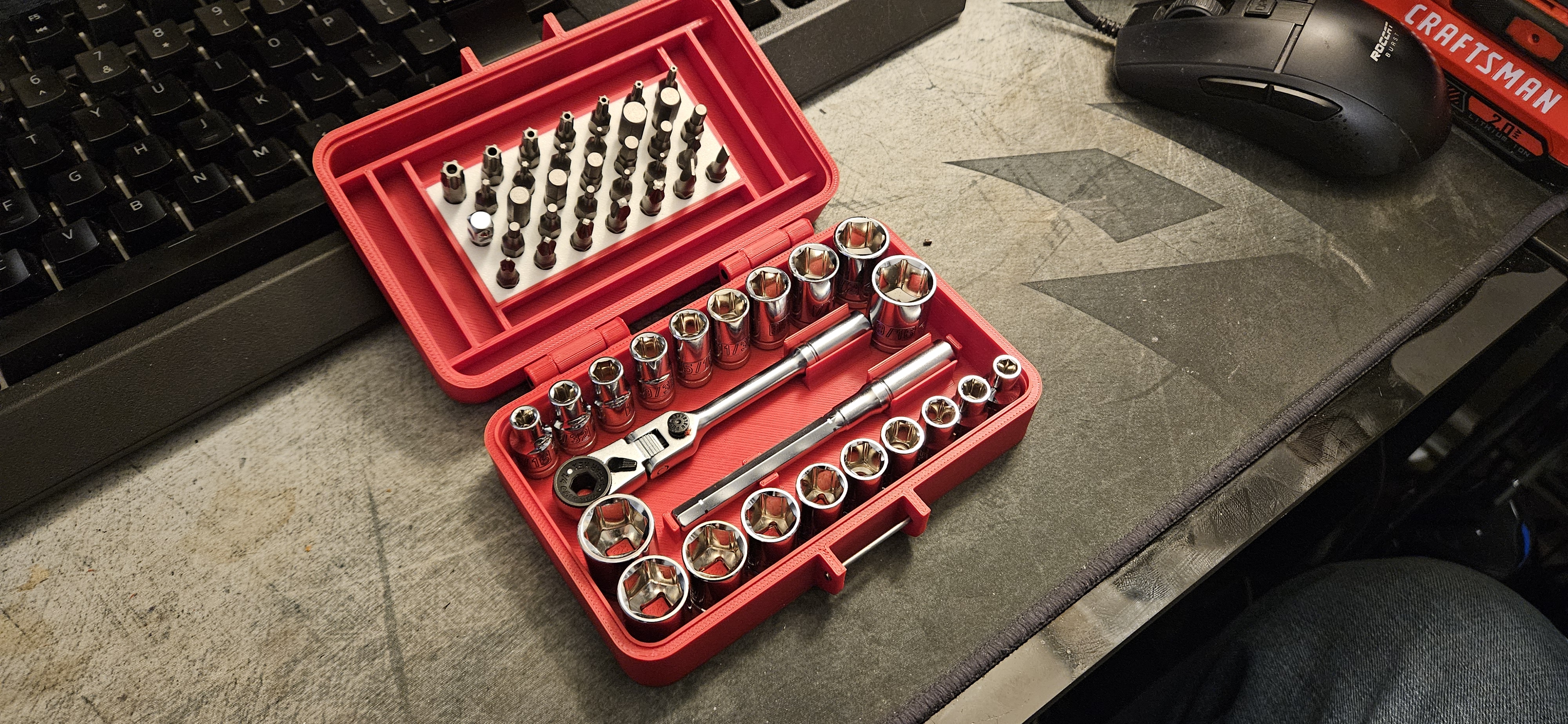 ICON Flex-Head Rachet and Bit Set Box with added 1/4" Socket Storage