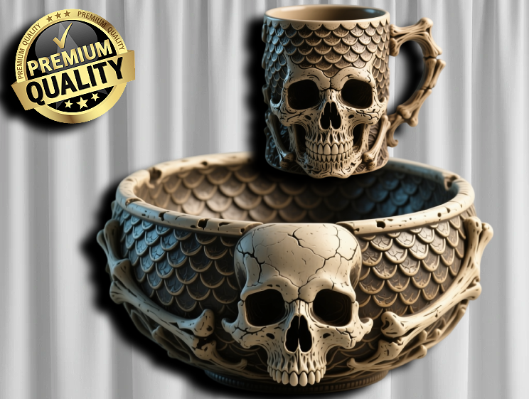 Skull Mug and Bowl