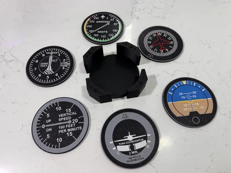 Airplane instrumentation coaster blank / template