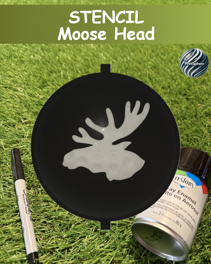 Golf - Golf Ball Stencil - Insert - Animal - Moose Head - Marker