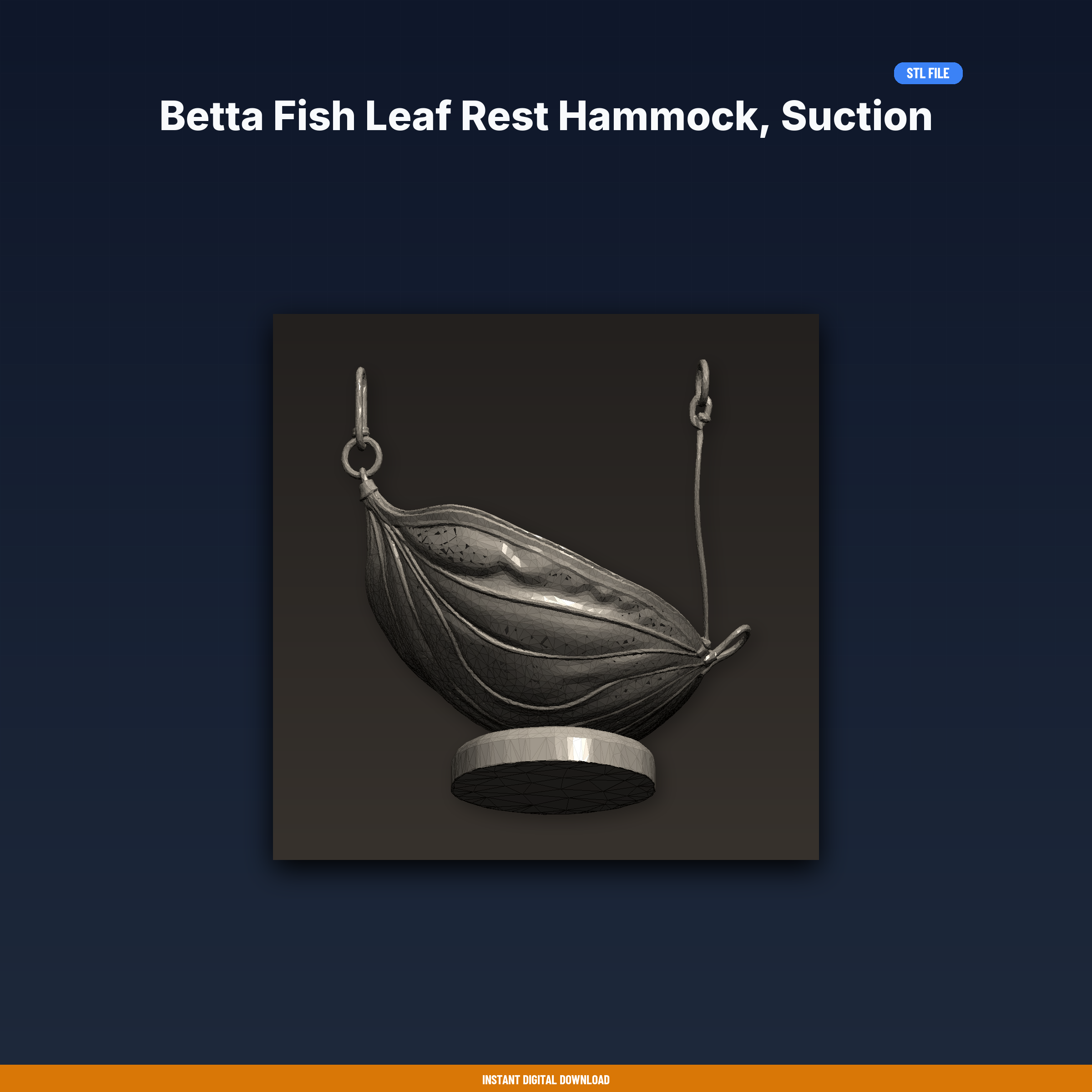 Betta Fish Leaf Rest Hammock, Suction Cup Mount, Near Surface - 3D Printable STL File