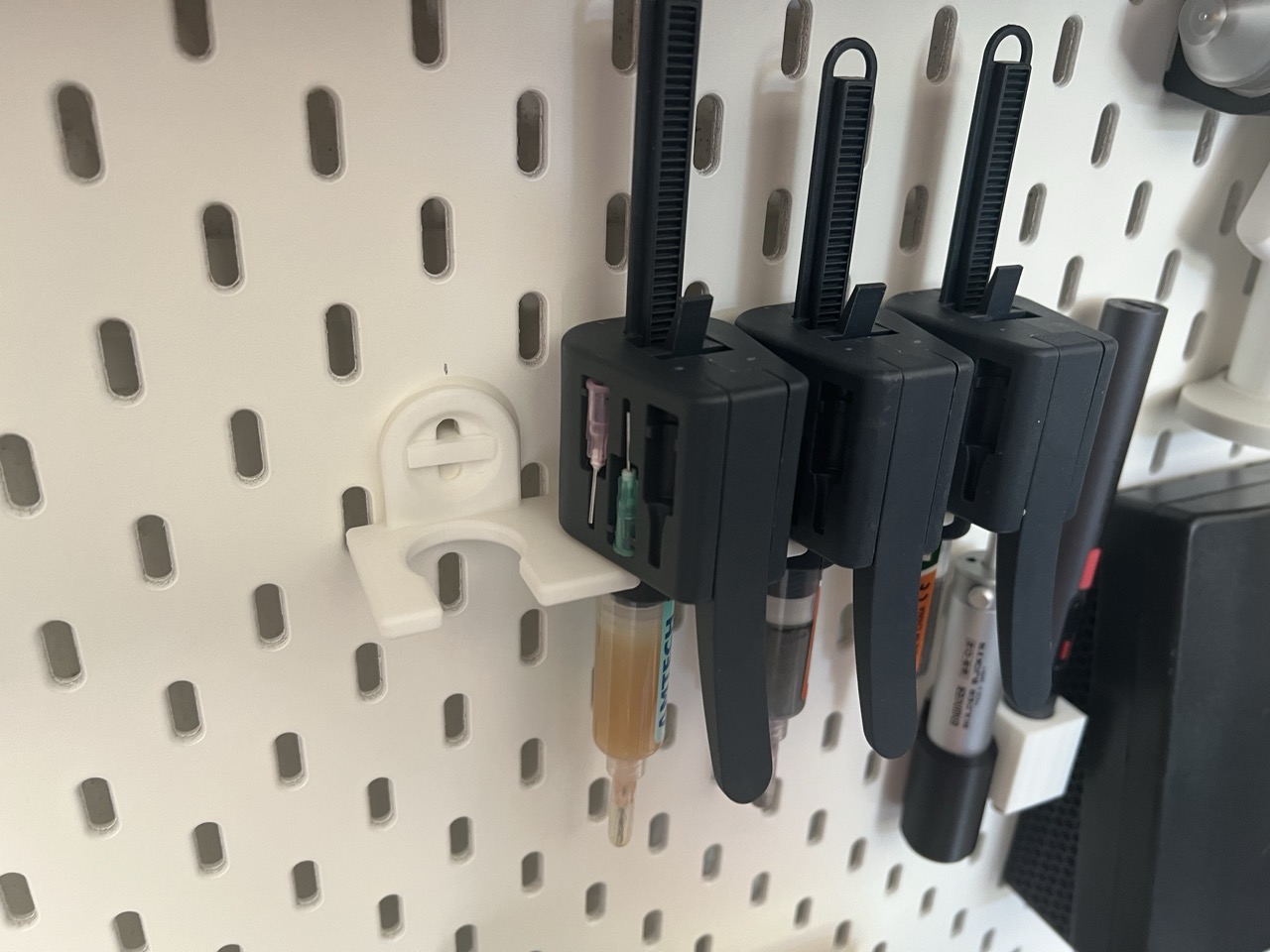 IKEA SKADIS Flux & Solder Paste Holder (4x Dispensers, T-Clip Mount, No Supports)