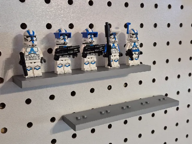 Pegboard Mounted Stand for 5 Lego Minifigs