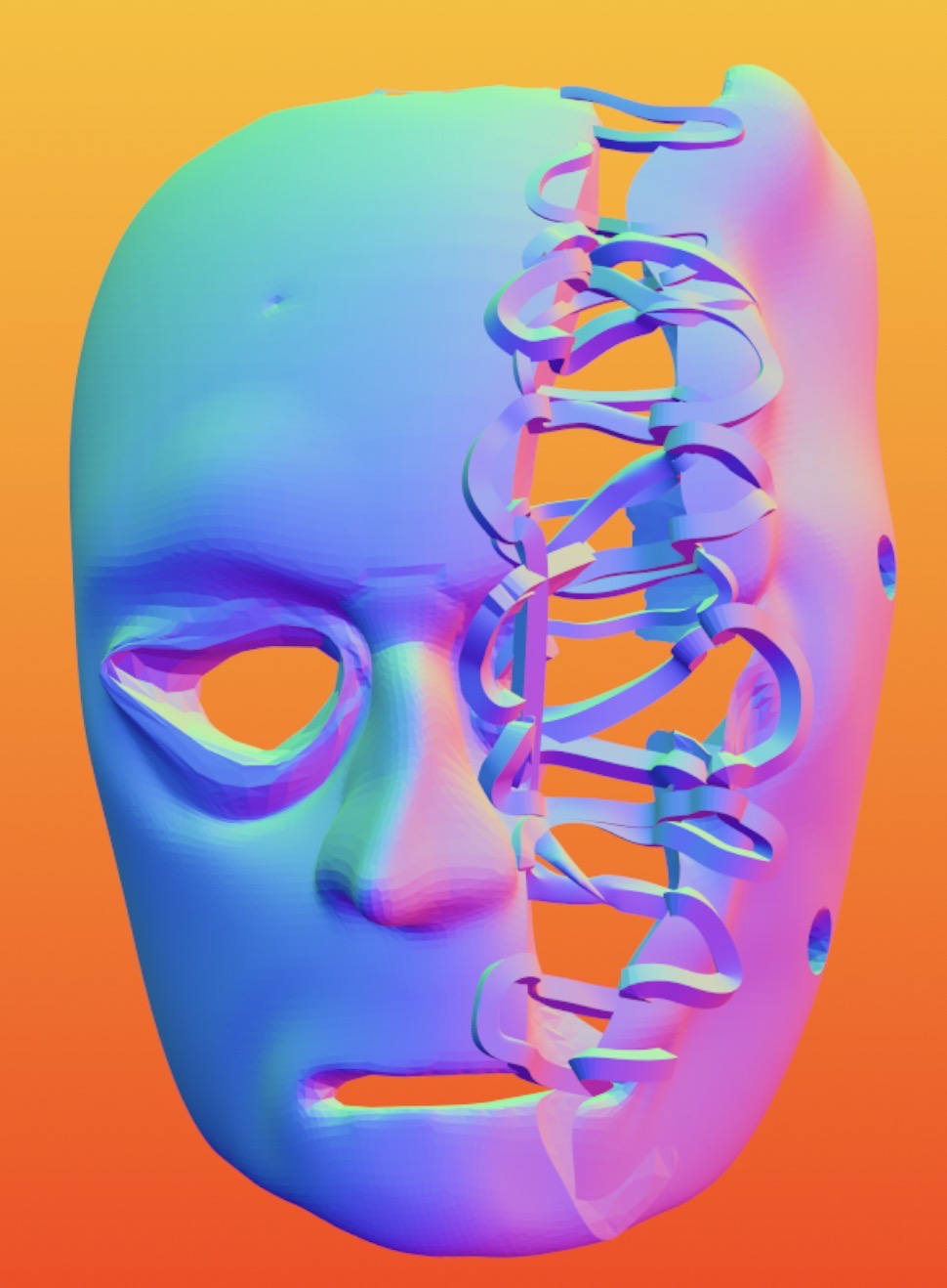 Split mask for threadbare mental health