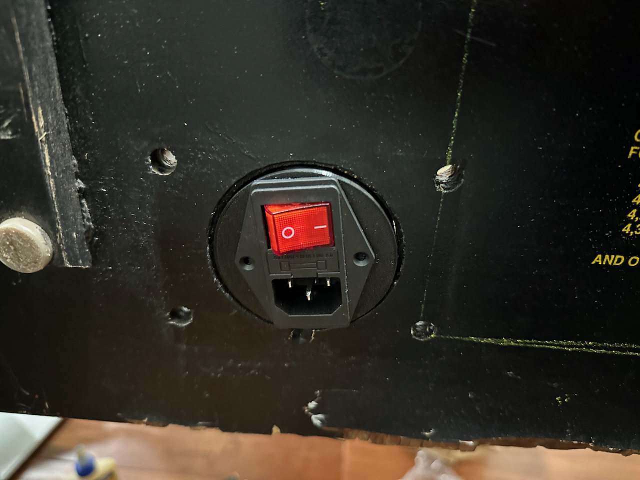 Adapter to put IEC320 rocker switch in back of Williams Widebody