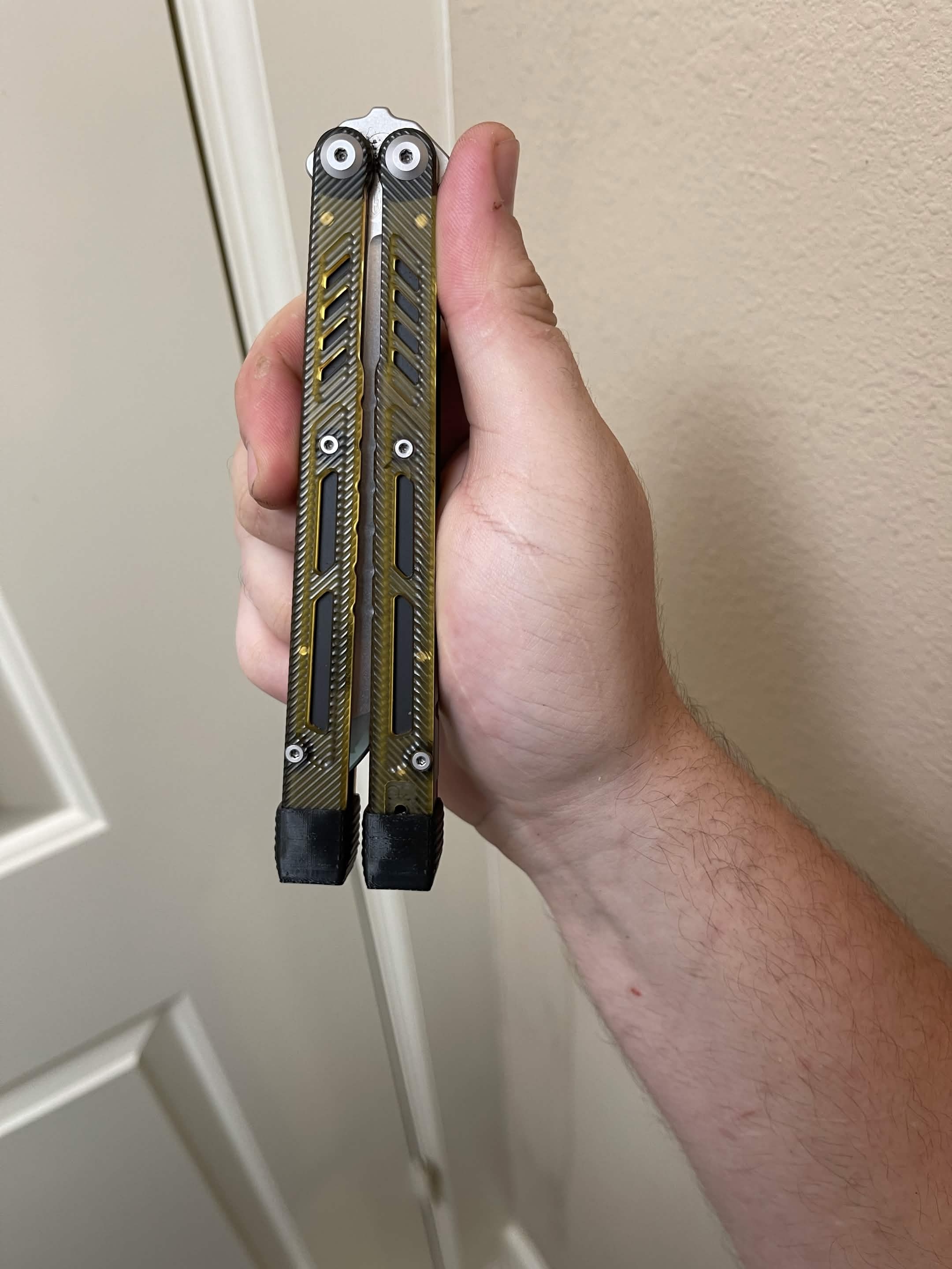 Balisong handle caps with jimping 3D model