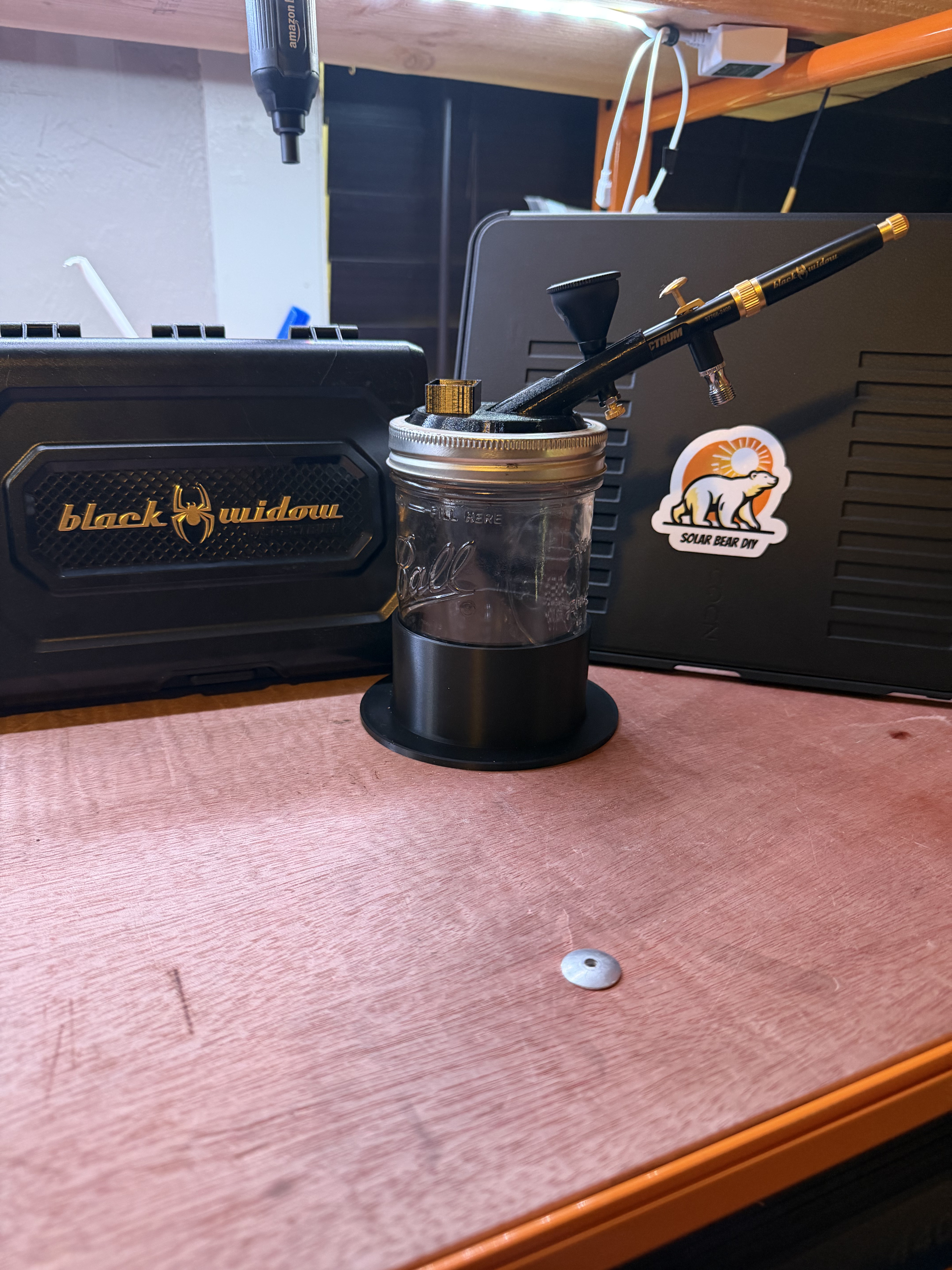 Airbrush Holder and Cleaner Jar