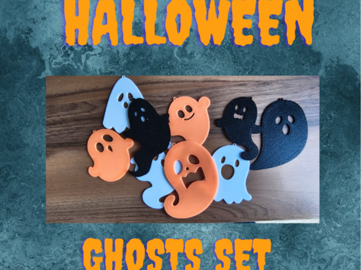 Halloween Ghosts Set of 9 - Hanging or Wall