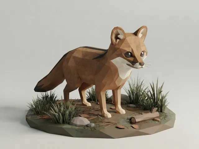 Low Poly Red Wolf
