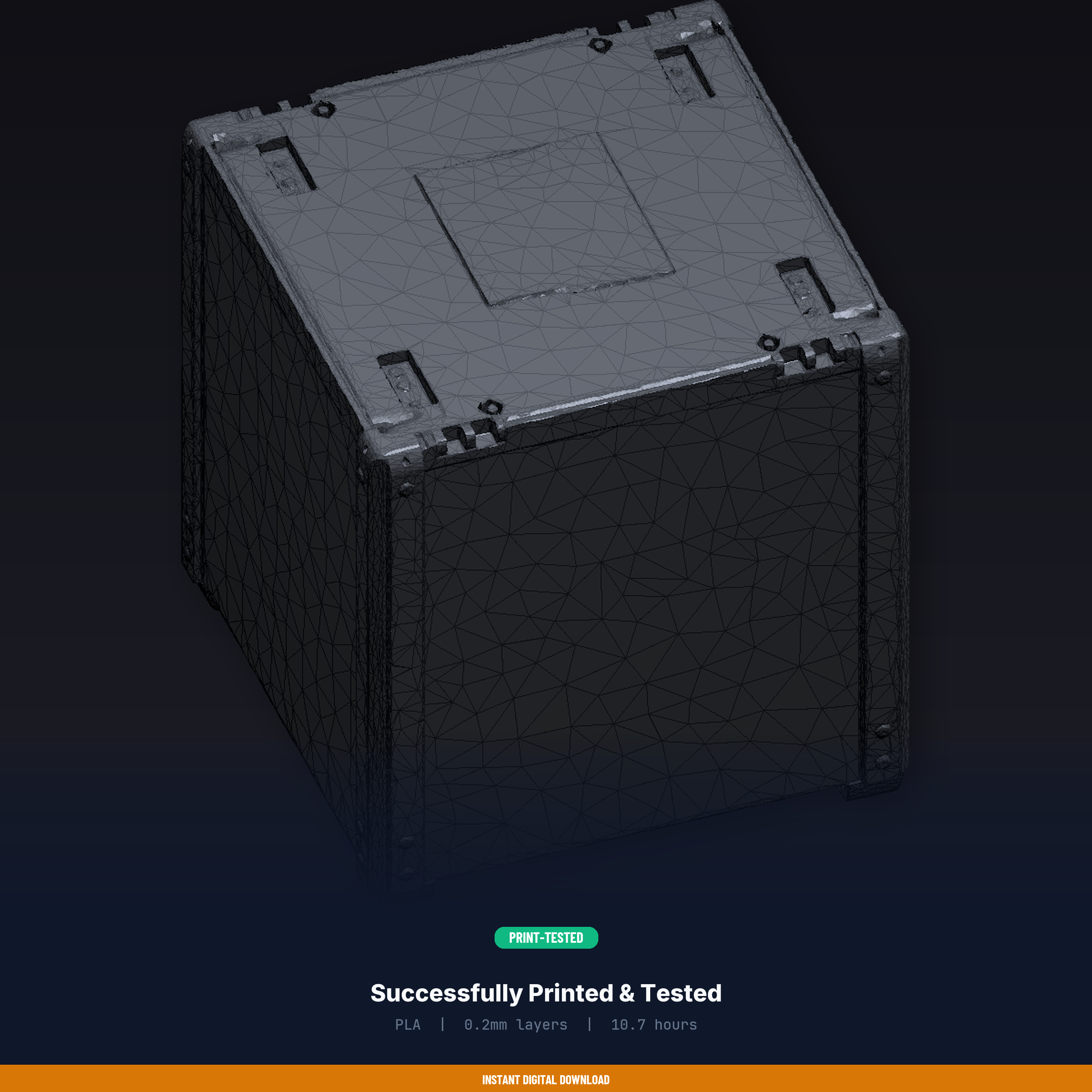 Large Electronics Project Enclosure, Customizable Cutouts, Screw - 3D Printable STL File — miniatura 8