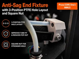 Anti-Sag End Fixture with 3 PTFE Holes and Square Nut, for Prusa CORE One/+/MMU3