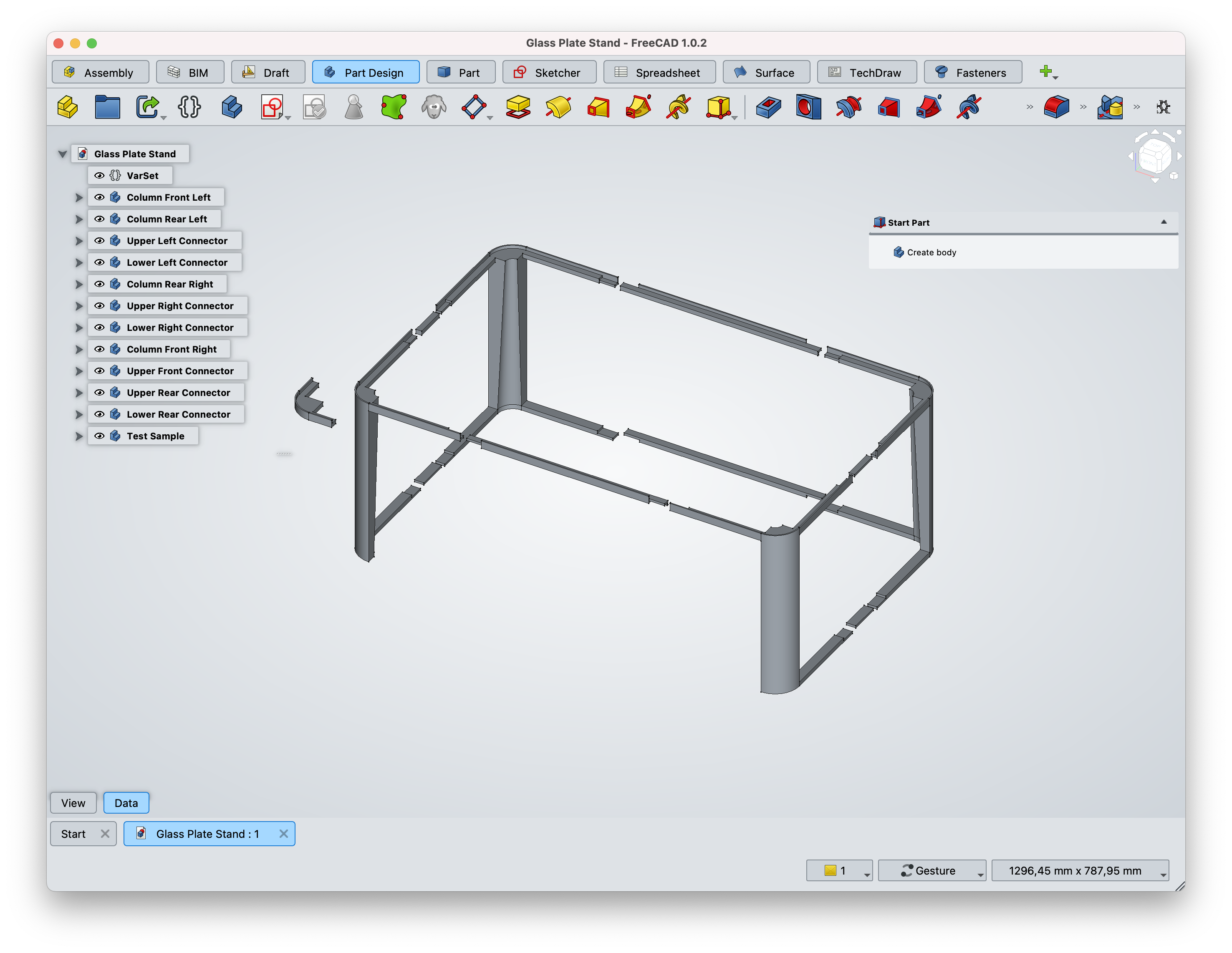 Parametric Glass Plate Stand (FreeCAD) — miniatura 2