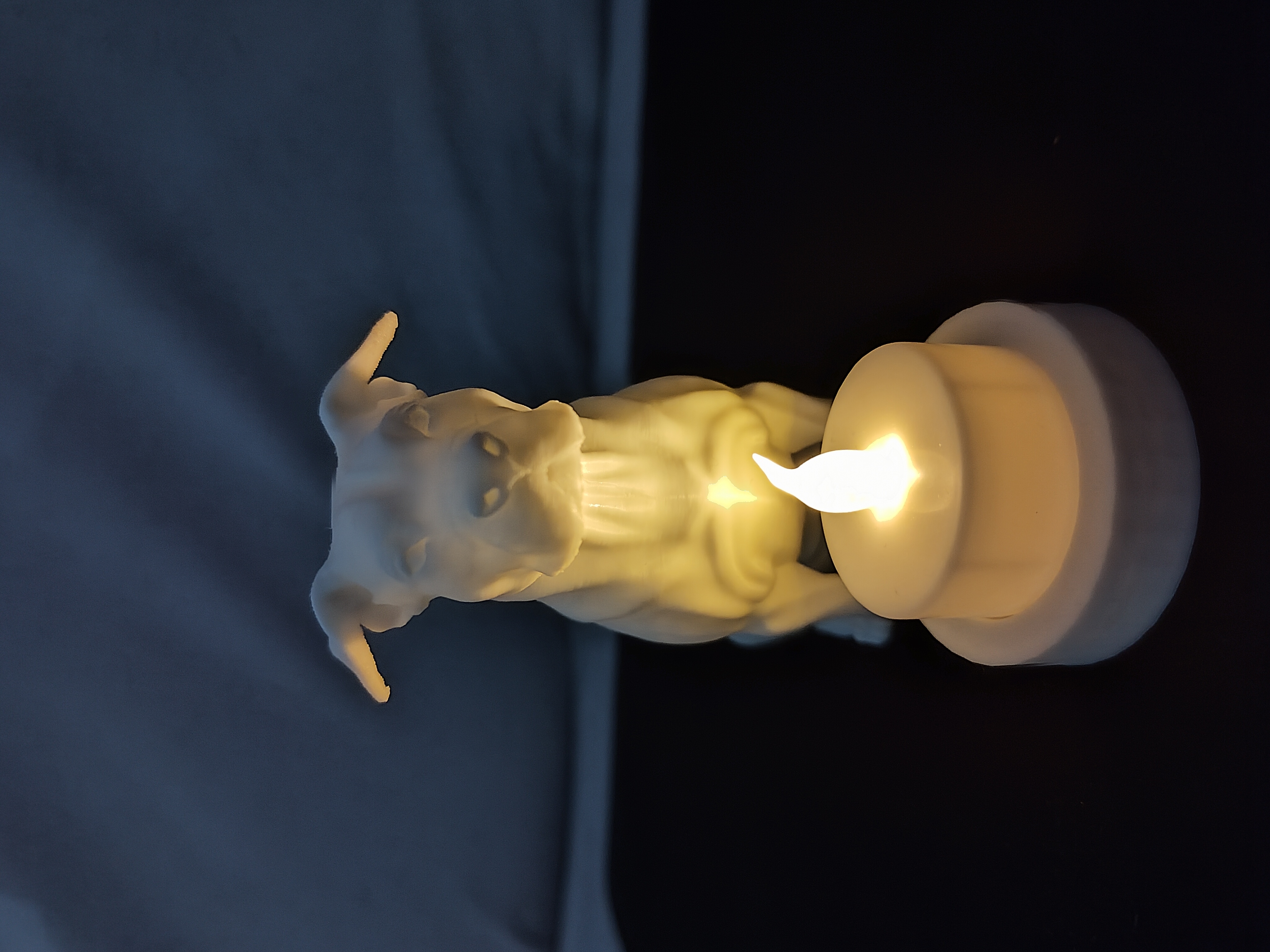 Seated Stafford with LED tea light